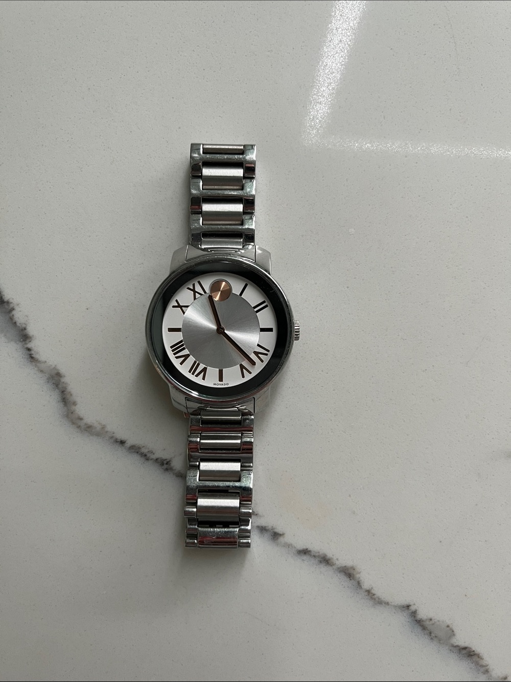 Movado Women's Bold Roman Analog 32mm Watch Silver/ Rose Gold Roman numbers